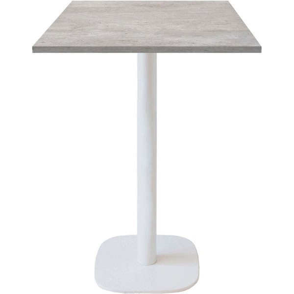 Tavolo alto Round quadrato base bianco quadrato - laminato pietra RestooTab; 60x60x113 cm (LxLxH); Piano tavolo grigio/cemento, struttura bianco; quadrata