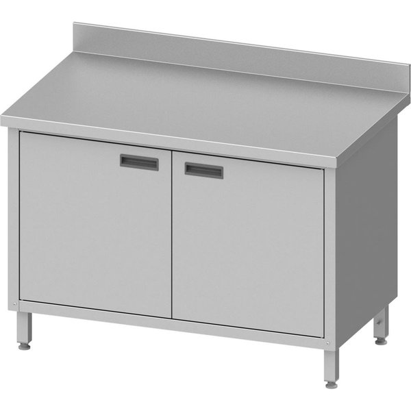 Stalgast Meuble de travail en inox ECO avec dosseret et portes battantes; 100x85x60 cm (lxHxP); argenté