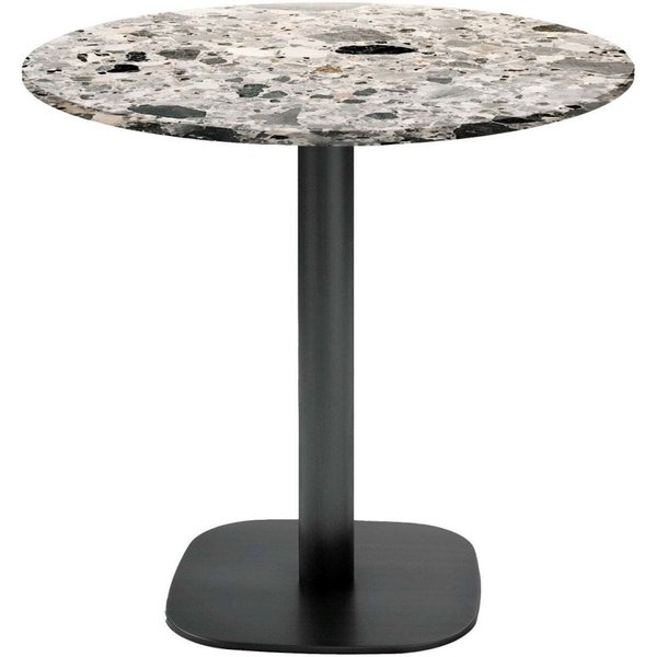 Tavolo Round rotondo - laminato pietra & legno RestooTab; 75x70 cm (HxØ); Piano tavolo grigio/terazzo, struttura nero; rotonda