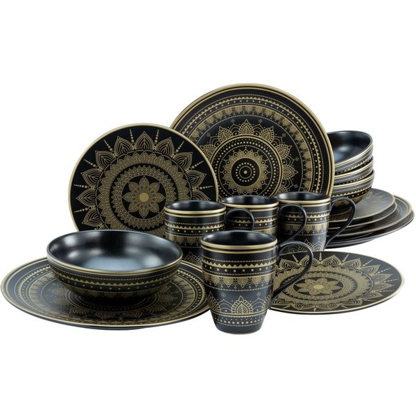 Mandala Oro-Nero - servizio da 16 pezzi CreaTable; oro/nero