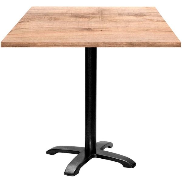 Table Bazila carrée - décor bois RestooTab; 70x70x74 cm (LxlxH); Plateau chêne/brun clair, Structure noir; carré(e)