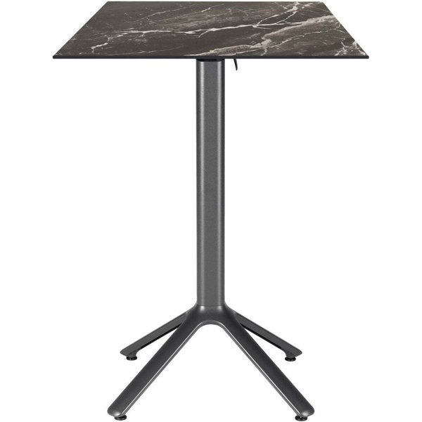 Tavolo alto pieghevole Nemo da esterno 60x60 RestooTab; 60x60x110 cm (LxLxH); Piano tavolo nero/marrone/marmorizzato, struttura grigio scuro; quadrata