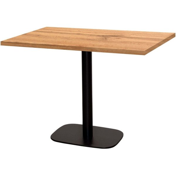 Table Round rectangulaire - décor pierre ou bois RestooTab; 120x70x75 cm (LxlxH); Plateau chêne, Structure noir; rectangulaire