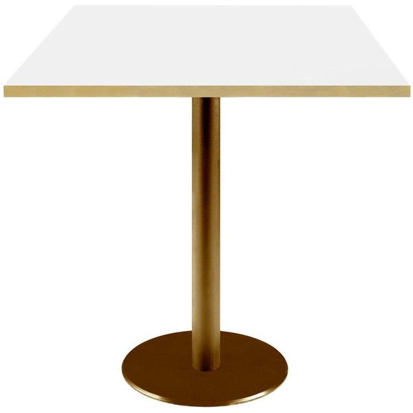 Tavolo Rome quadrato base dorato - bordi color ottone RestooTab; 70x70x75 cm (LxLxH); Piano tavolo bianco/ottone, struttura ottone; quadrata
