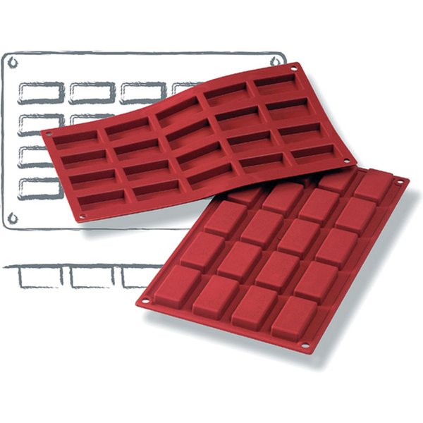 Schneider Stampo da forno in silicone rettangolare mini; 20 ml, 30x17.5x1.1 cm (LxLxH); rosso