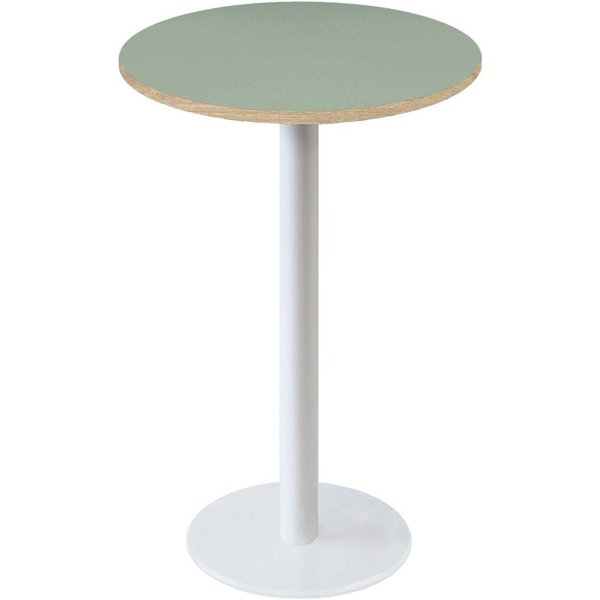 Tavolo alto Roma rotondo base bianco - laminato tinta unita RestooTab; 113x60 cm (HxØ); verde chiaro/marrone; rotonda