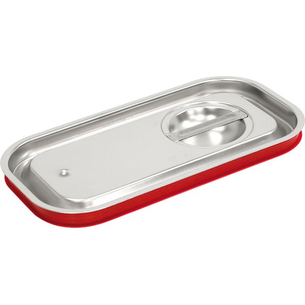 Stalgast Couvercle pour bac Gastro GN 1/3 en inox avec joint en silicone, série Standard; GN 1/3, 17.6x32.5 cm (Lxl); argenté/rouge