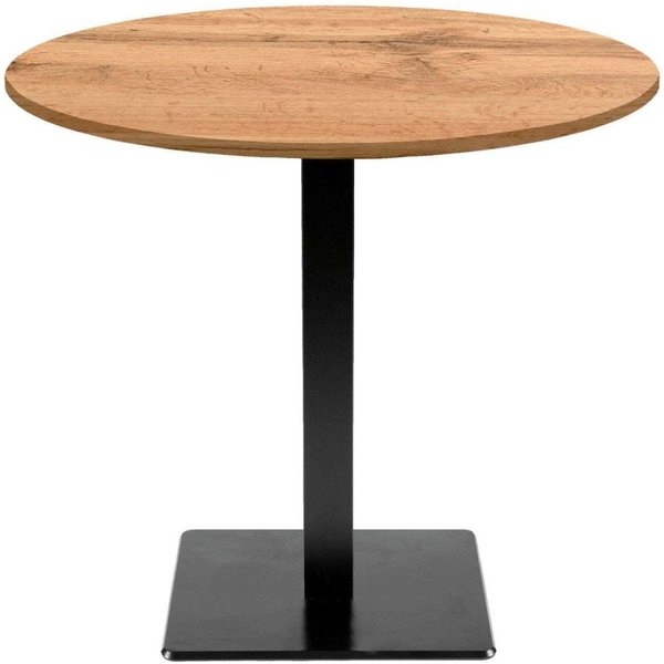 Tavolo Milan rotondo - laminato pietra & legno RestooTab; 75x70 cm (HxØ); Piano tavolo quercia, struttura nero; rotonda