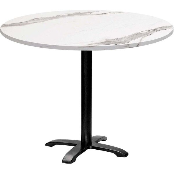 Tavolo Bazila rotondo - laminato pietra RestooTab; 74x110 cm (HxØ); Piano tavolo bianco, struttura nero; rotonda
