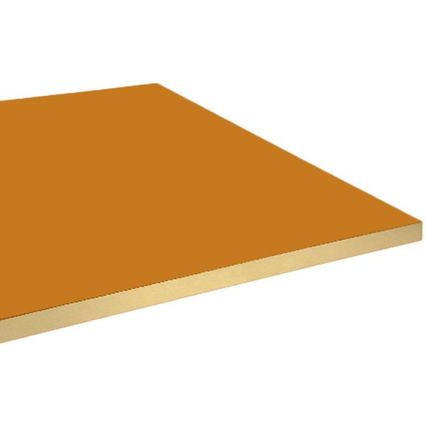 Piano tavolo rettangolare, bordi colore ottone RestooTab; 160x80 cm (LxL); senape; rettangolare