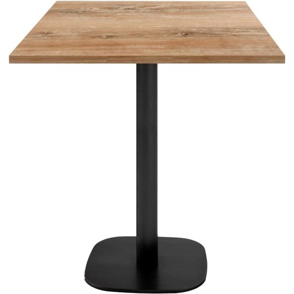 Tavolo alto snack Round quadrato (H90) - laminato pietra & legno RestooTab; 70x70x93 cm (LxLxH); Piano tavolo quercia antica, struttura nero; quadrata