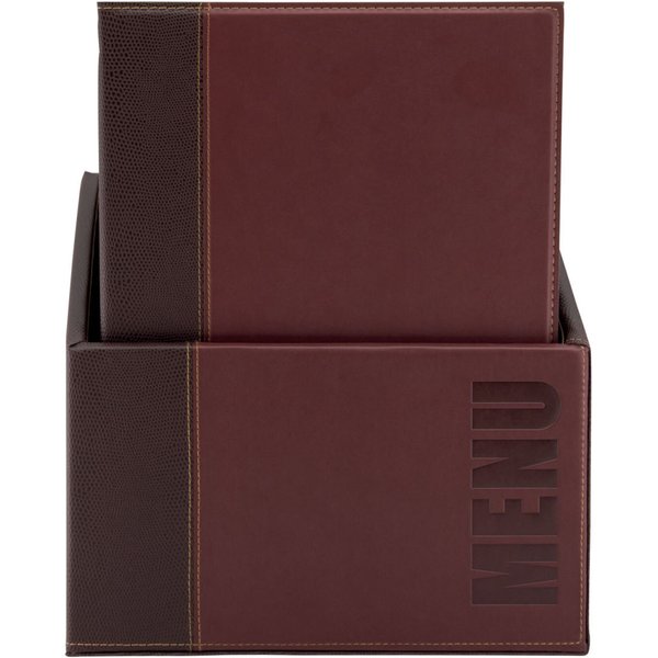 Boîte avec 20 protège-menu A4 Trendy - similicuir - 4 vues Securit; 28x35 cm (lxH); rouge