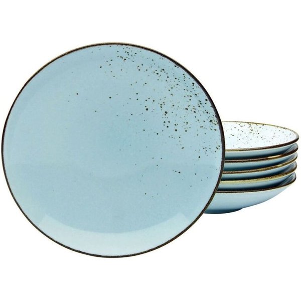6x CreaTable Collezione Natura - 6 piatti fondi; 450 ml, 22x5 cm (ØxH); blu chiaro; rotonda; 6 pz. / Pacco