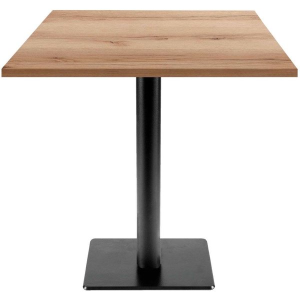 Table Milan carrée - décor bois RestooTab; 70x70x75 cm (LxlxH); Plateau chêne/naturel, Structure noir; carré(e)