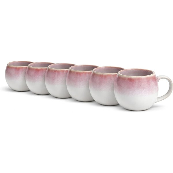 Tasse boule Ibiza 470 ml, émaillée, grès, Töchter & Söhne van Well; 47 cl, 8.8x8.8x8.9 cm (LxlxH); rose; 6 pièce(s) / Lot