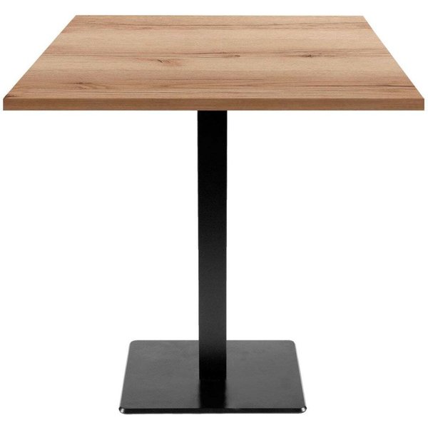Table Milan carrée - décor pierre ou bois RestooTab; 70x70x75 cm (LxlxH); Plateau chêne/naturel, Structure noir; carré(e)