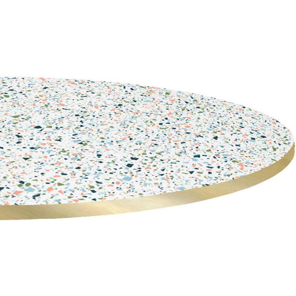Plateau de table rond, décor terrazzo, chant couleur laiton RestooTab; 120x120 cm (Lxl); multicolore/terrazzo/laiton; rond(e)