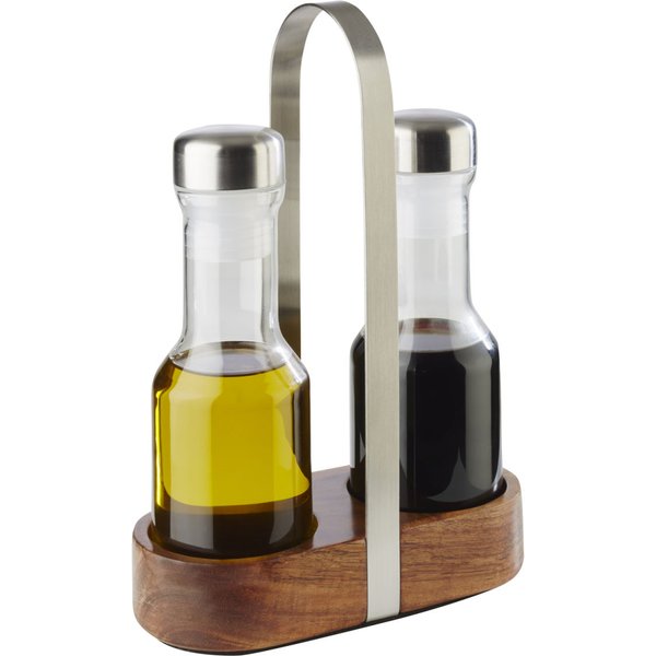APS Ménagère huile/vinaigre WOOD; 7.5x24.5 cm (lxH); brun/argenté