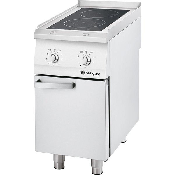 Stalgast Stalgast Cuisinière à induction en inox avec 2 plaques de cuisson et meuble bas 2 portes, Série 700 ND; 40x70x85 cm (lxPxH); argenté
