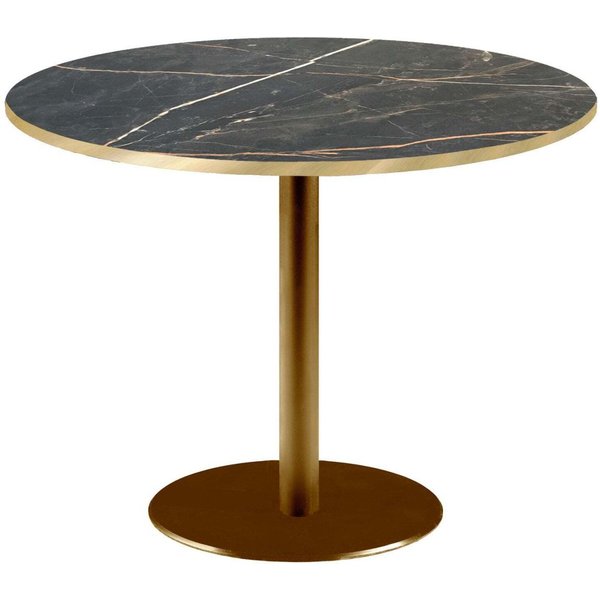 Tavolo Rome XL rotondo base dorato - bordi color ottone RestooTab; 75x120 cm (HxØ); Piano tavolo nero, struttura ottone; rotonda
