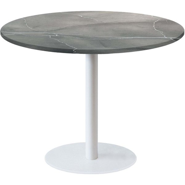 Tavolo Rome XL rotondo base bianco - laminato pietra RestooTab; 120x120x75x120 cm (LxLxHxØ); grigio/blu/marmorizzato; struttura nero; rotonda