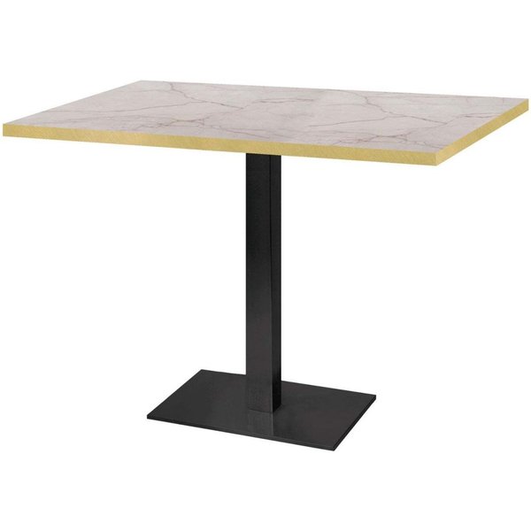 Table Milan - chant couleur laiton RestooTab; 120x70x75 cm (LxlxH); Plateau beige naturel/marbré/laiton, Structure noir; rectangulaire