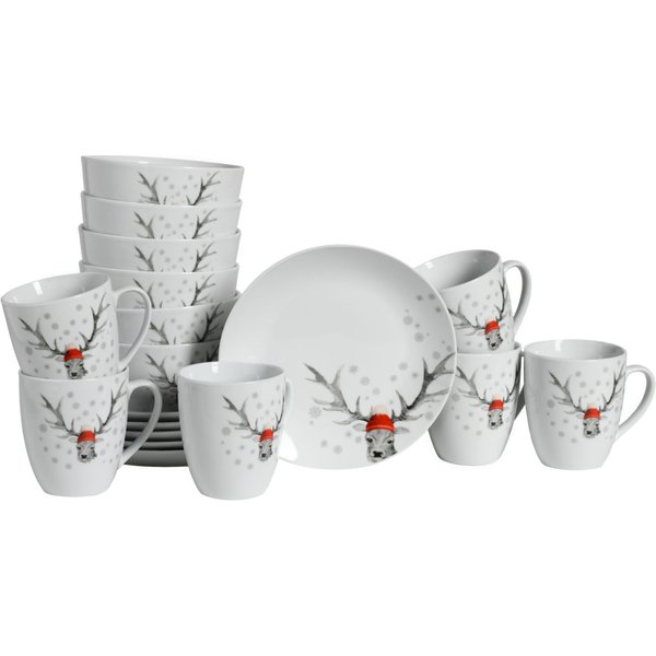 CreaTable Cervo (forma Luna) - Set da colazione 18 pezzi; multicolore