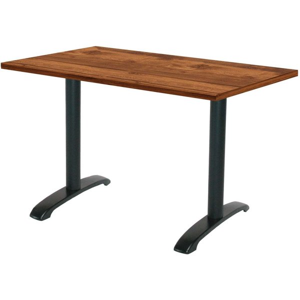 Table Bazila rectangulaire - décor pierre ou bois RestooTab; 160x80x74 cm (LxlxH); Plateau chêne teinté wengé, Structure noir; rectangulaire