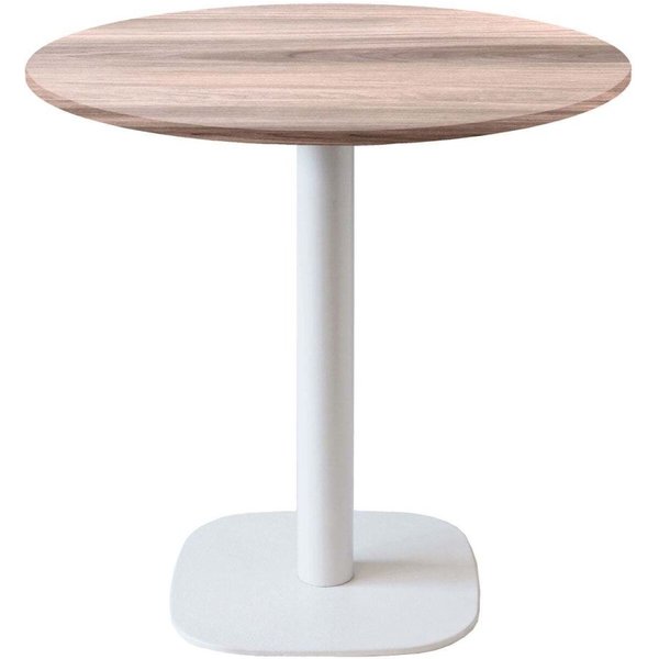 Tavolo Round rotondo - laminato legno & tinta unita RestooTab; 75x70 cm (HxØ); Piano tavolo quercia/grigio chiaro, struttura bianco; rotonda