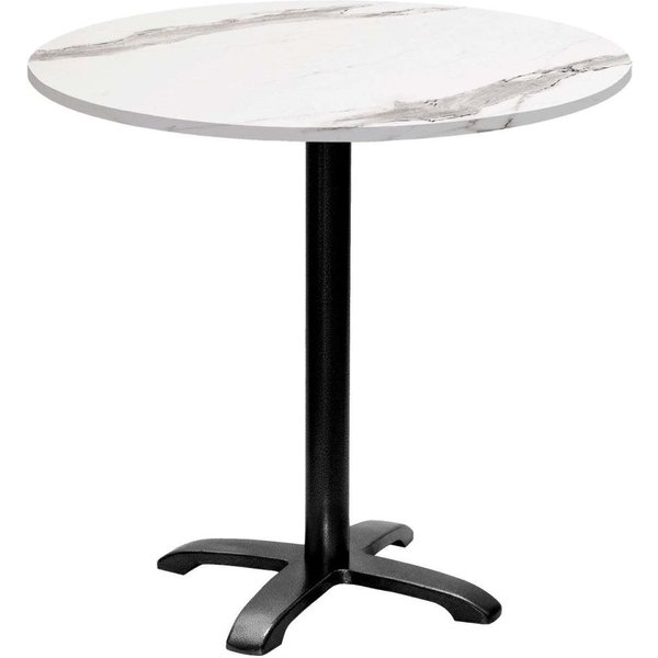 Table Bazila ronde - décor pierre RestooTab; 74x80 cm (HxØ); Plateau blanc, Structure noir; rond(e)