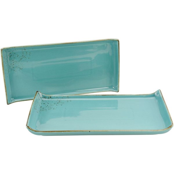 2x CreaTable Collezione Natura - Piatto da barbecue da 2 pezzi; 33x16.5x3.5 cm (LxLxH); petrolio; rettangolare; 2 pz. / Pacco