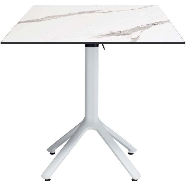 Table pliable Nemo blanche pour intérieur/extérieur 70x70 RestooTab; 70x70x74 cm (LxlxH); Plateau blanc/gris/marbré, Structure blanc; carré(e)