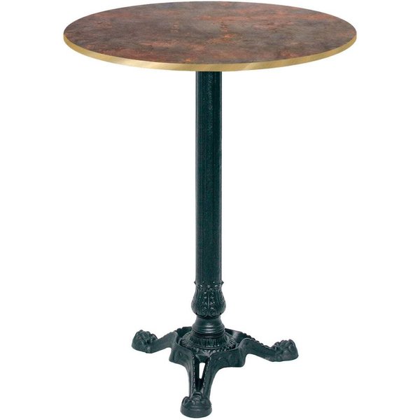 Tavolo alto Bistrot rotondo - laminato legno RestooTab; 60x60x113x60 cm (LxLxHxØ); metallo arrugginito/ottone; struttura nero; rotonda