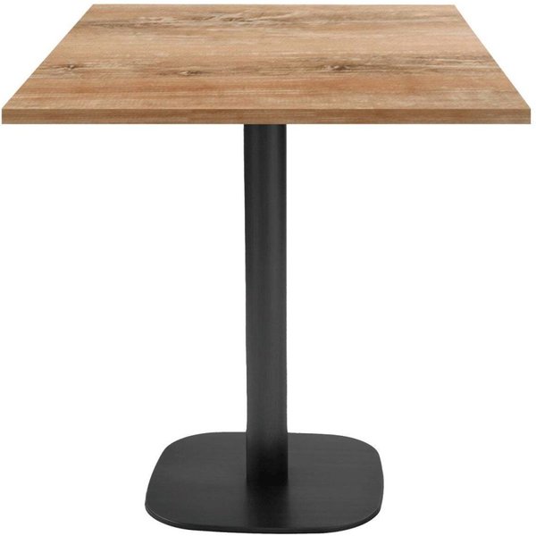 Tavolo Round quadrato - laminato pietra & legno RestooTab; 70x70x75 cm (LxLxH); Piano tavolo quercia antica, struttura nero; quadrata