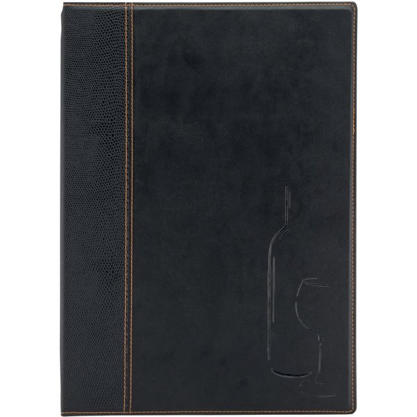 Carte des boissons A4 Trendy - Noir - Simili-cuir - 4 vues Securit; 24x34 cm (lxH); noir