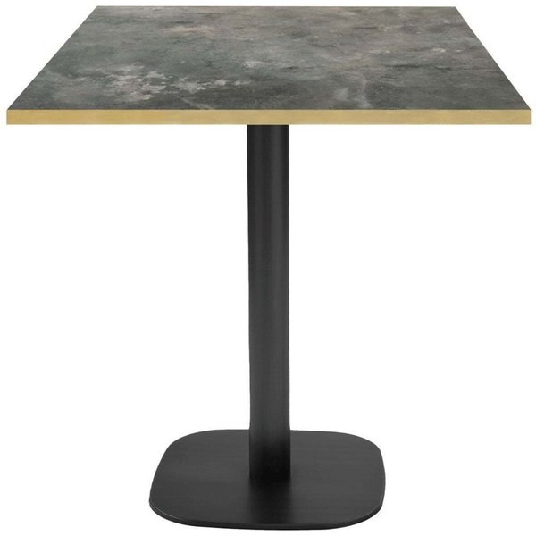Tavolo Round quadrato - bordi color ottone RestooTab; 70x70x75 cm (LxLxH); Piano tavolo grigio/blu/ottone, struttura nero; quadrata