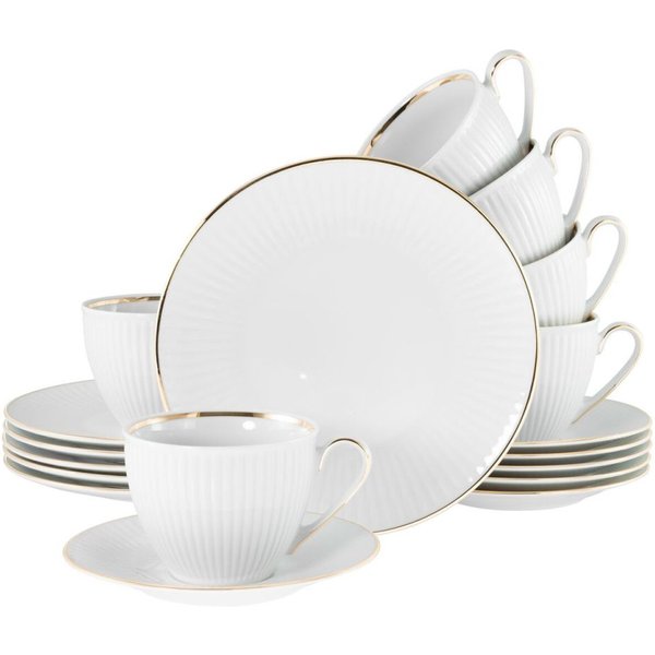 Service à café 18 pièces Valencia Gold CreaTable; blanc/doré