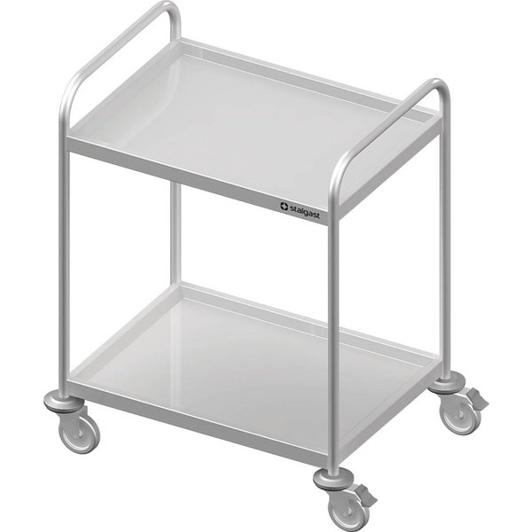 Stalgast Chariot de service soudé avec deux plateaux; 127x65.5x65.5 cm (lxPxH); argenté
