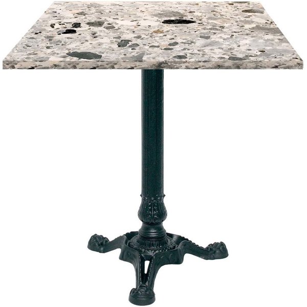 Table Bistrot carrée - décor pierre ou bois RestooTab; 70x70x75 cm (LxlxH); gris/terrazzo; Structure noir; carré(e)