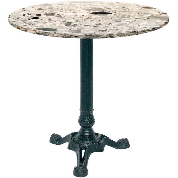 Table Bistrot ronde - décor pierre ou bois RestooTab; 70x70x75x70 cm (LxlxHxØ); gris/terrazzo; Structure noir; rond(e)