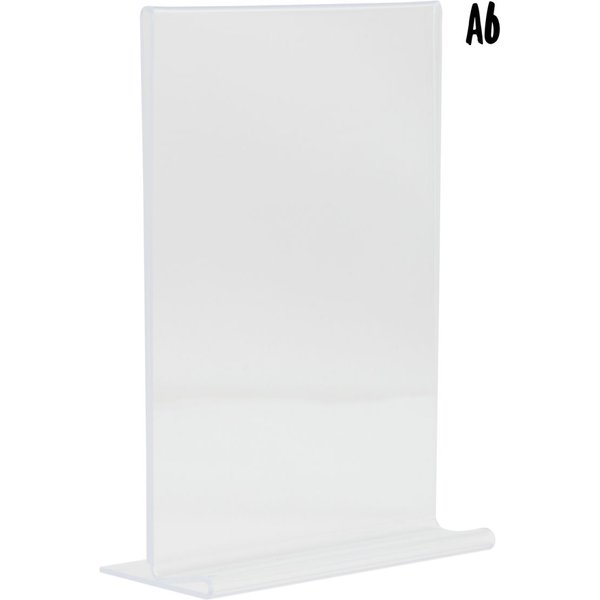 Porte‑affiche de table transparent A7 - vertical - acrylique Securit; 4x10.5x15.5 cm (LxlxH); argenté