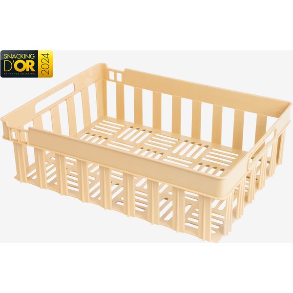 GILAC Caisse ajourée empilable et emboîtable - 13 L; 13 l, 40x30x12 cm (LxlxH); beige