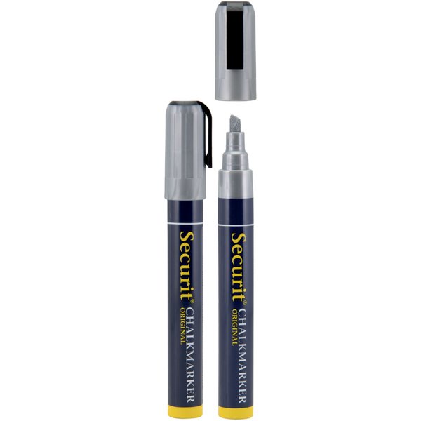Set di 2 pennarelli a gesso liquido Punta smussata 2-6mm Securit; 2 cm (L), lunghezza carattere 20 mm; argento