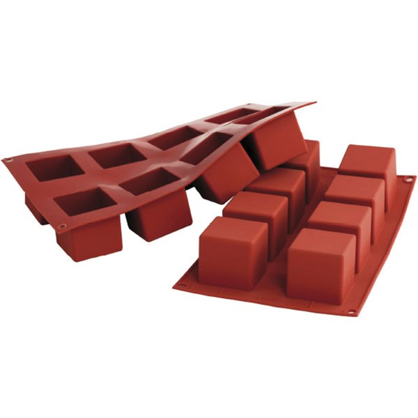 Schneider Moule à gâteau en silicone cubes; 12.5 cl, 30x17.5x5 cm (LxlxH); rouge