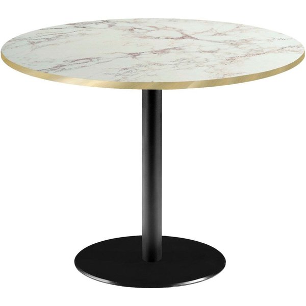 RestooTab Tavolo Roma XL rotondo - laminato pietra; 75x120 cm (HxØ); bianco lana/marrone/ottone; rotonda