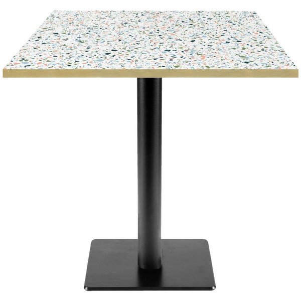 Table Milan-T carrée - décors pierres RestooTab; 70x70x75 cm (LxlxH); multicolore/terrazzo/laiton; carré(e)