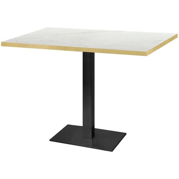 Table Milan - chant couleur laiton RestooTab; 120x70x75 cm (LxlxH); Plateau blanc/beige/laiton, Structure noir; rectangulaire
