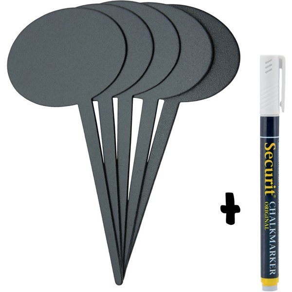 Set di 5 Lavagne - Sagoma Fumetto Securit; 7.5x18 cm (LxH); nero
