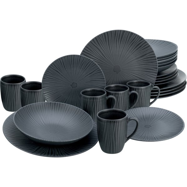 Vesuvio Black - Servizio combinato 24 pezzi CreaTable; nero