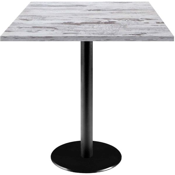 Table Rome carrée - décor bois RestooTab; 70x70x75 cm (LxlxH); Plateau chêne/blanc, Structure noir; carré(e)